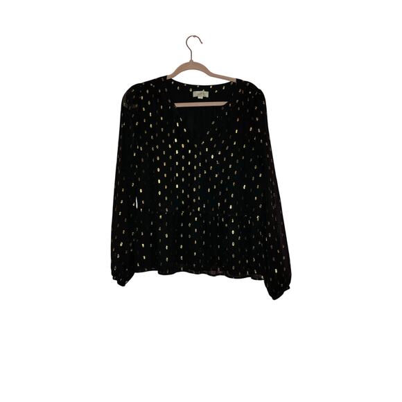 Loft outlet black and gold blouse size medium - Picture 1 of 6